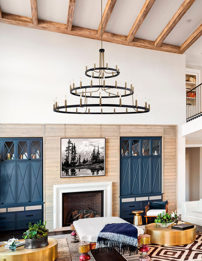 Clayton 60" Wide Brass Black 45-Light 3-Tier Chandelier