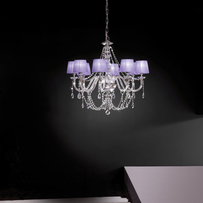 Clear Glass Chandelier With Pleated Shades