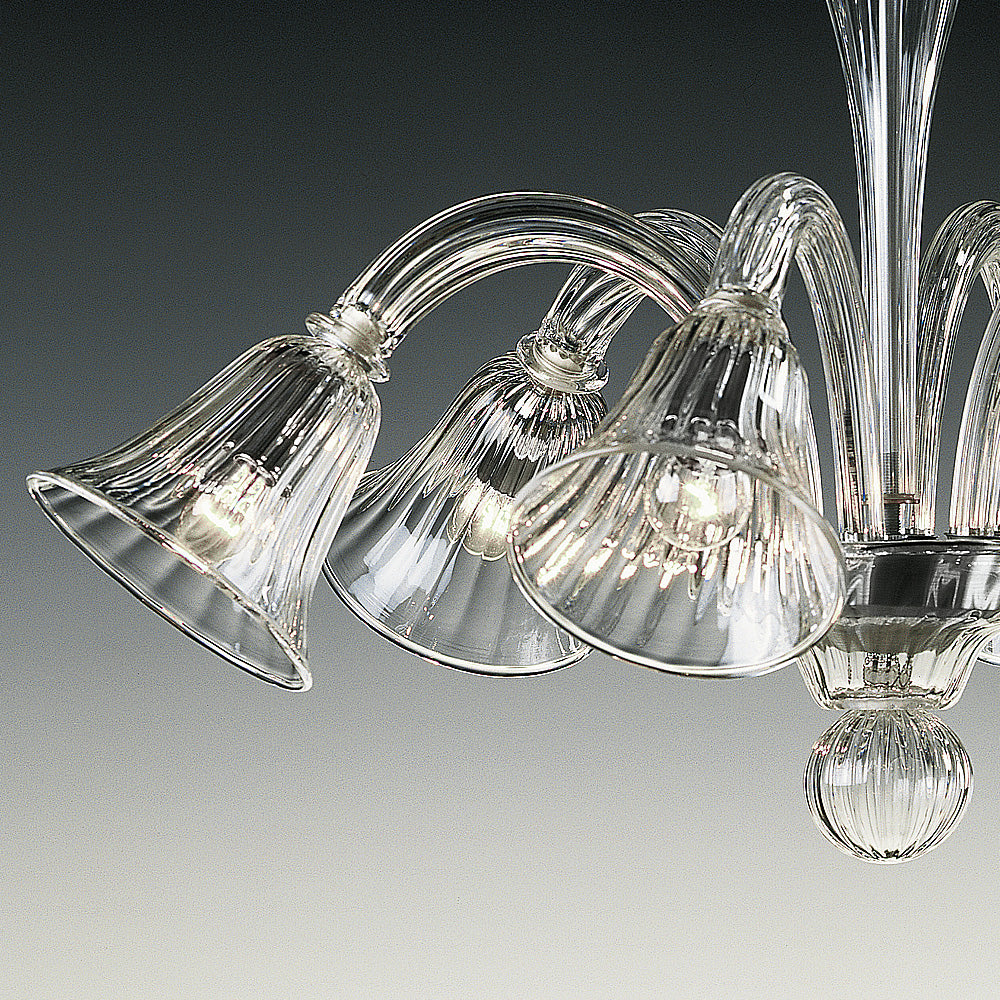 Clear Ribbed Detail Glass Chandelier