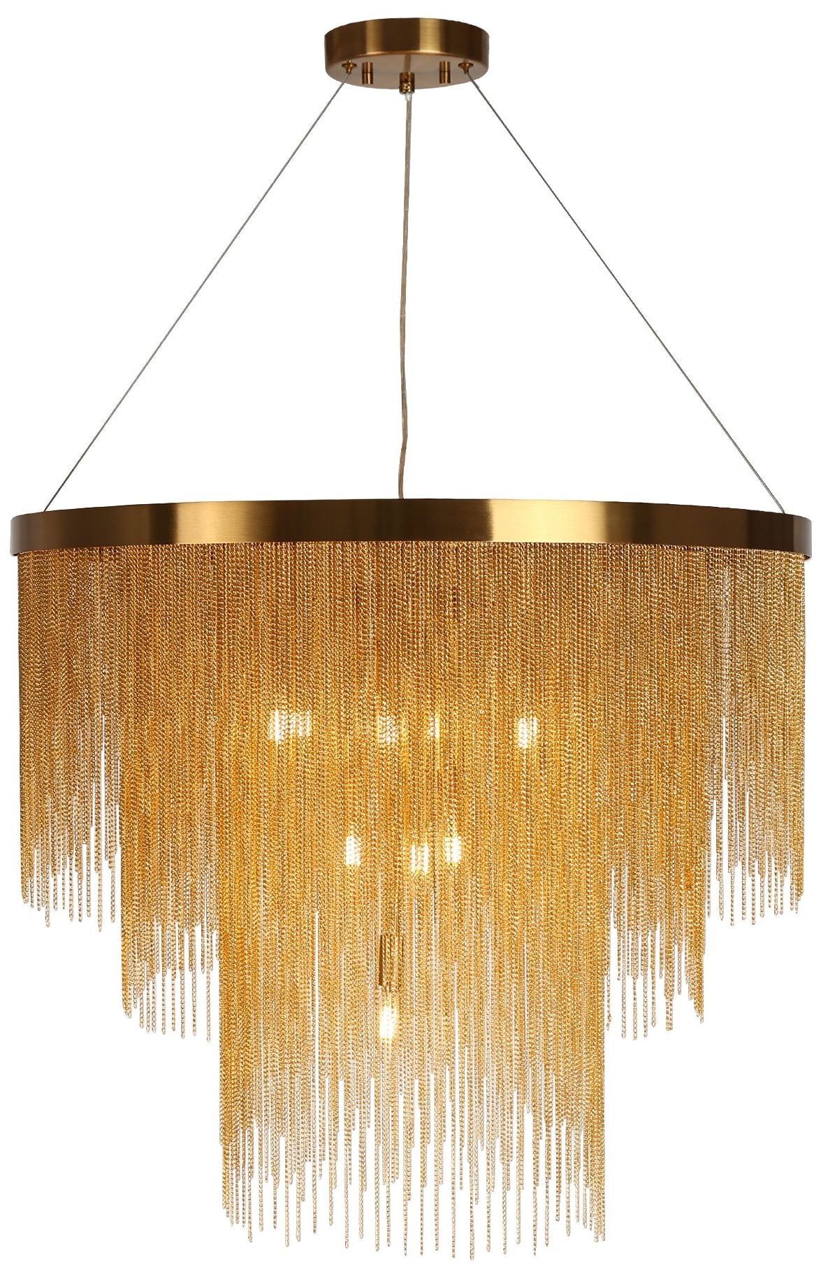 Coasfri 10-Light Gold Fringe 2-Tier Chandelier