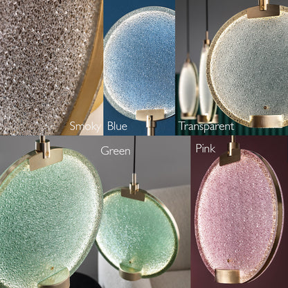 Modern Round Coloured Glass Diffuser Pendant Set