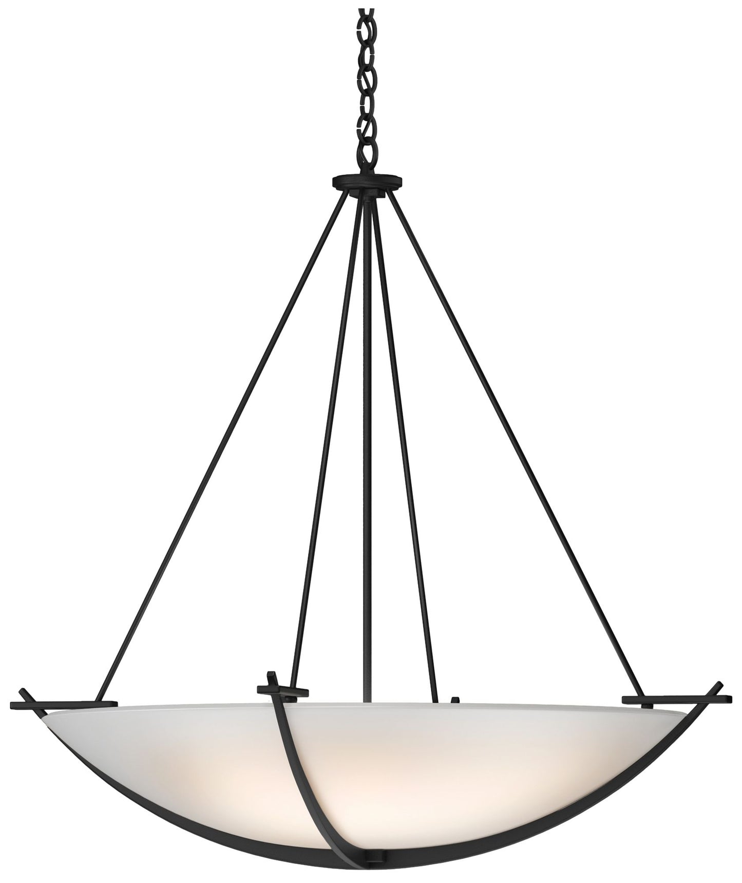 Compass 34.2" Wide Large Scale Black Pendant With Opal Glass Shade