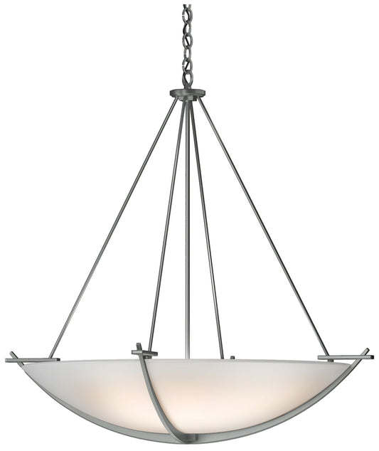 Compass 34.2"W Large Scale Vintage Platinum Pendant With Opal Glass Sh