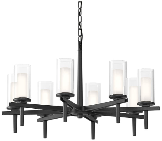 Constellation 34" Wide 8 Arm Black Chandelier With Opal and Clear Glas