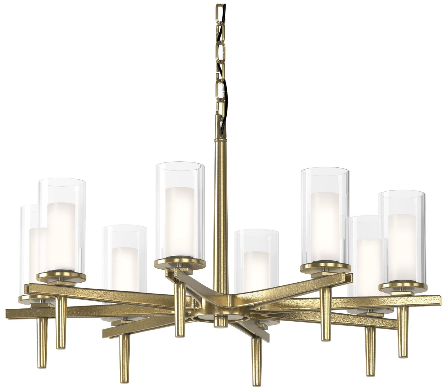 Constellation 34"W 8 Arm Modern Brass Chandelier With Opal and Clear G