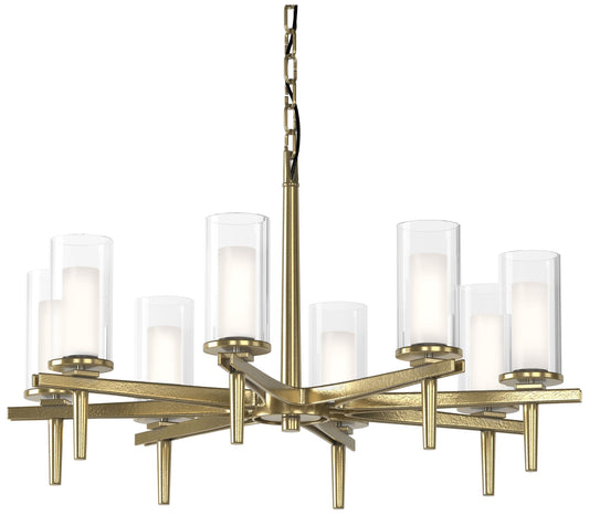 Constellation 34"W 8 Arm Modern Brass Chandelier With Opal and Clear G