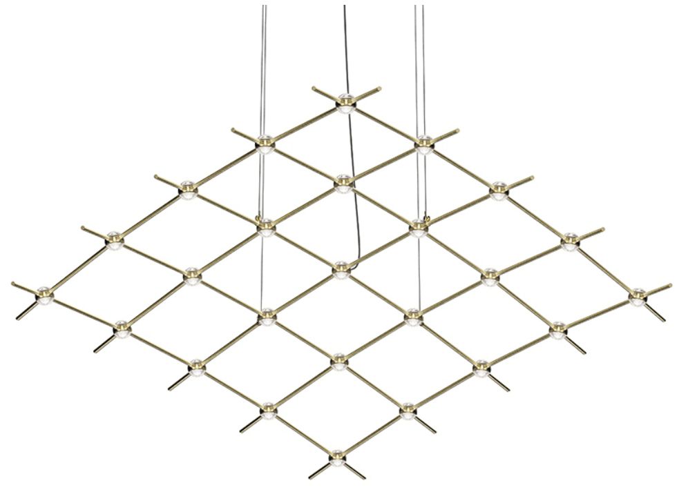 Constellation Aquarius Medius Chandelier - Brass - Clear Faceted Lens