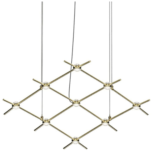 Constellation Aquarius Minor Chandelier - Satin Brass - Clear Lens