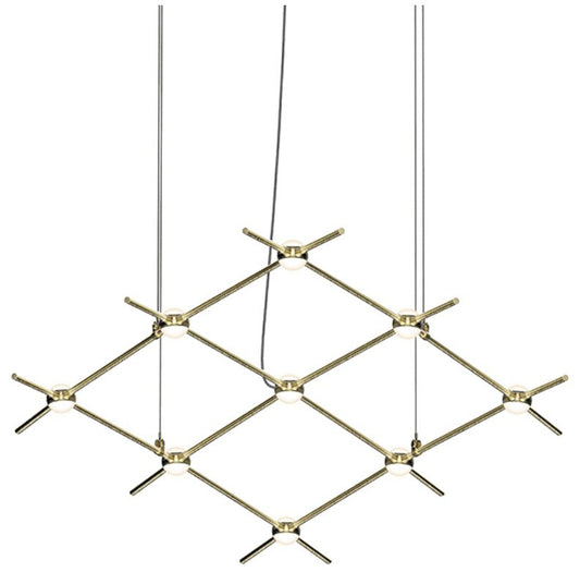 Constellation Aquarius Minor Chandelier - Satin Brass - White Lens