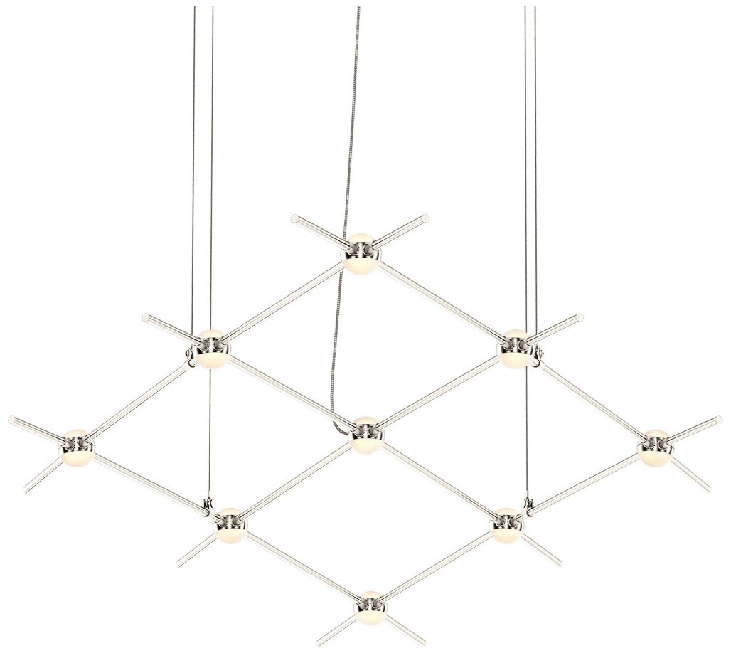 Constellation Aquarius Minor Chandelier - Satin Nickel - White Lens