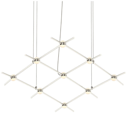 Constellation Aquarius Minor Chandelier - Satin Nickel - White Lens