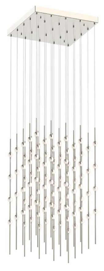 Constellation Cosmic Cube 20" LED Pendant - Satin Nickel - White Lens