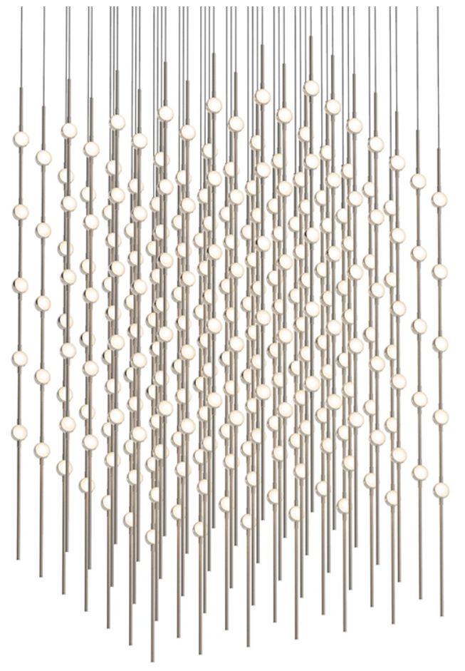 Constellation - Cosmic Cube 30" LED Pendant - Satin Nickel - White Acr