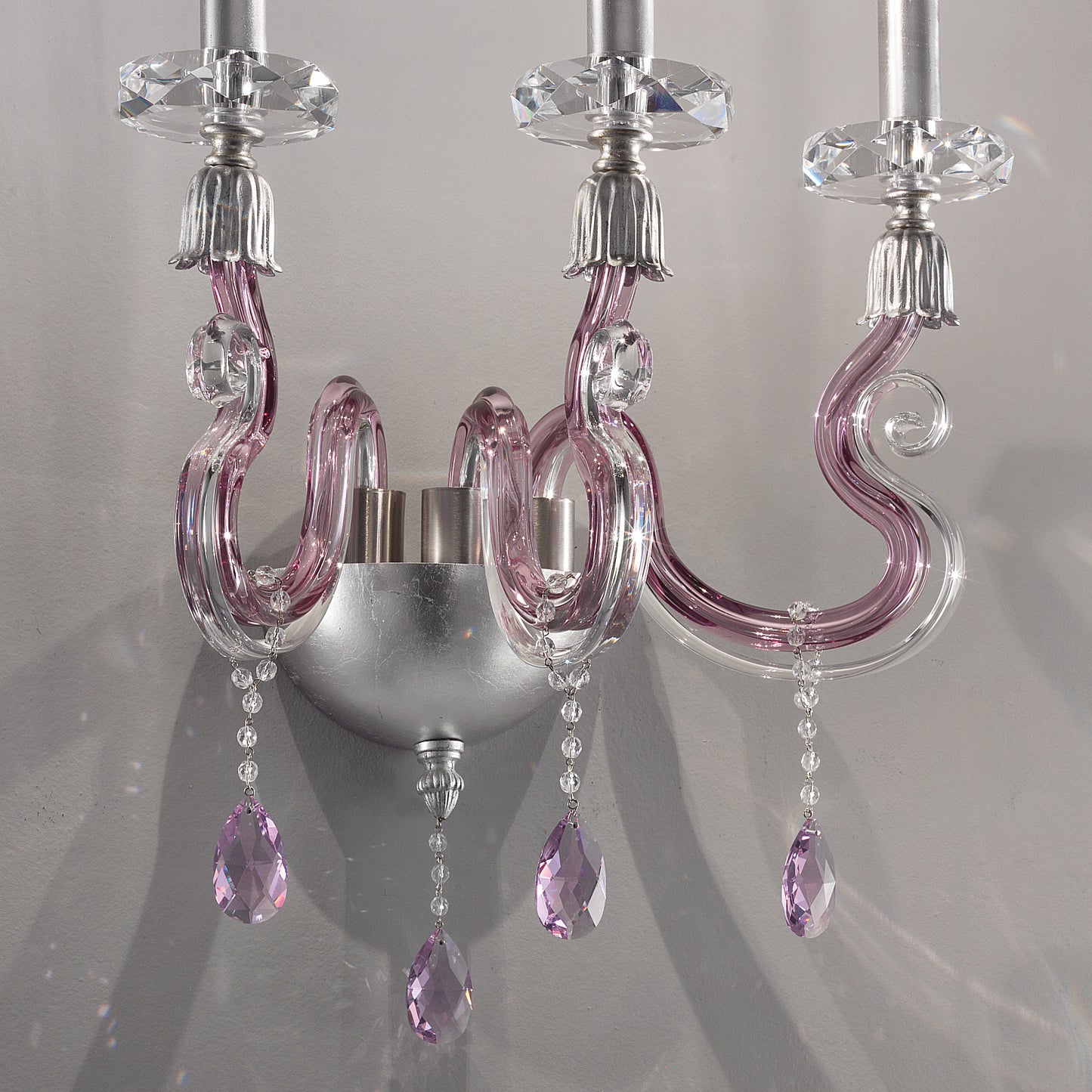 Contemporary 3 Arm Candle Style Glass Wall Light
