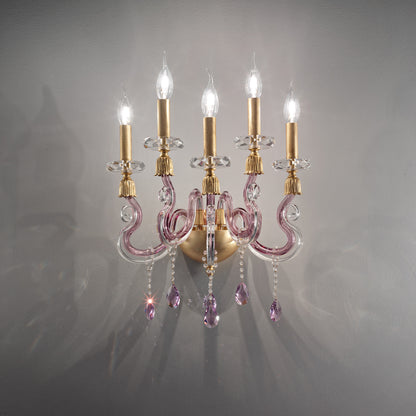 Contemporary 5 Arm Candle Style Glass Wall Light