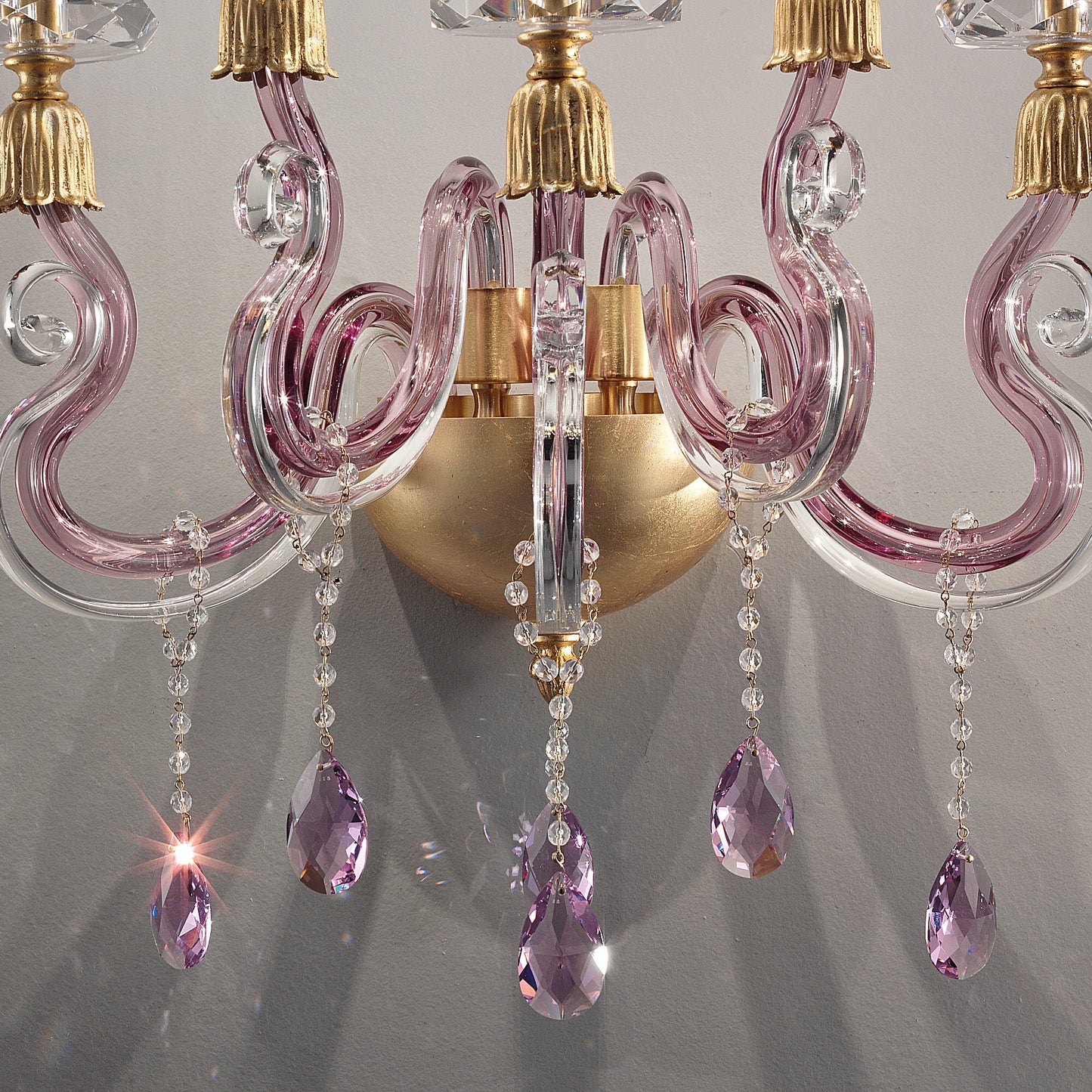 Contemporary 5 Arm Candle Style Glass Wall Light