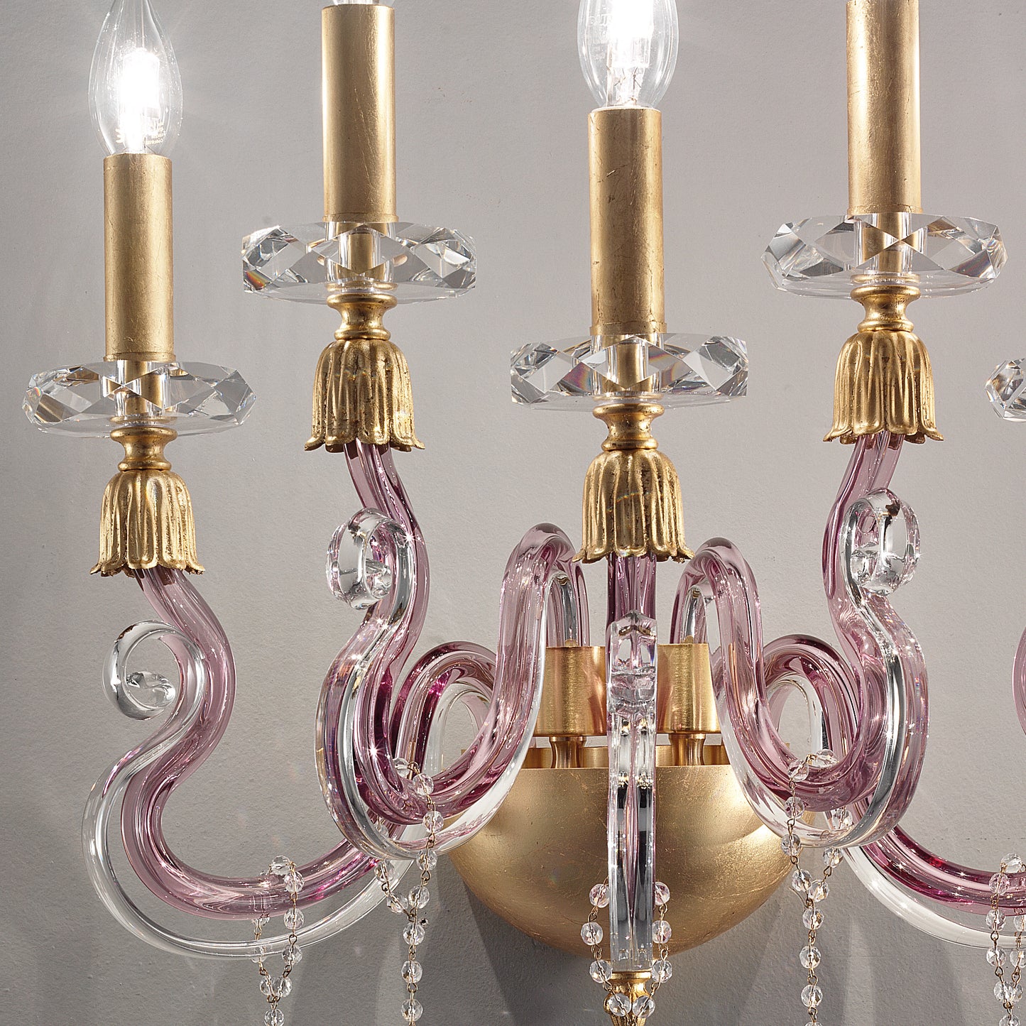 Contemporary 5 Arm Candle Style Glass Wall Light