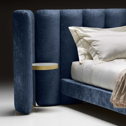 Contemporary Bed With Winged Wide Headboard