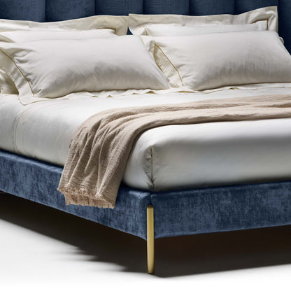 Contemporary Bed With Winged Wide Headboard