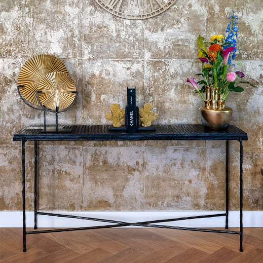 Contemporary Black Iron Console Table