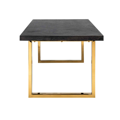 Contemporary Black Oak And Gold Finish Dining Table