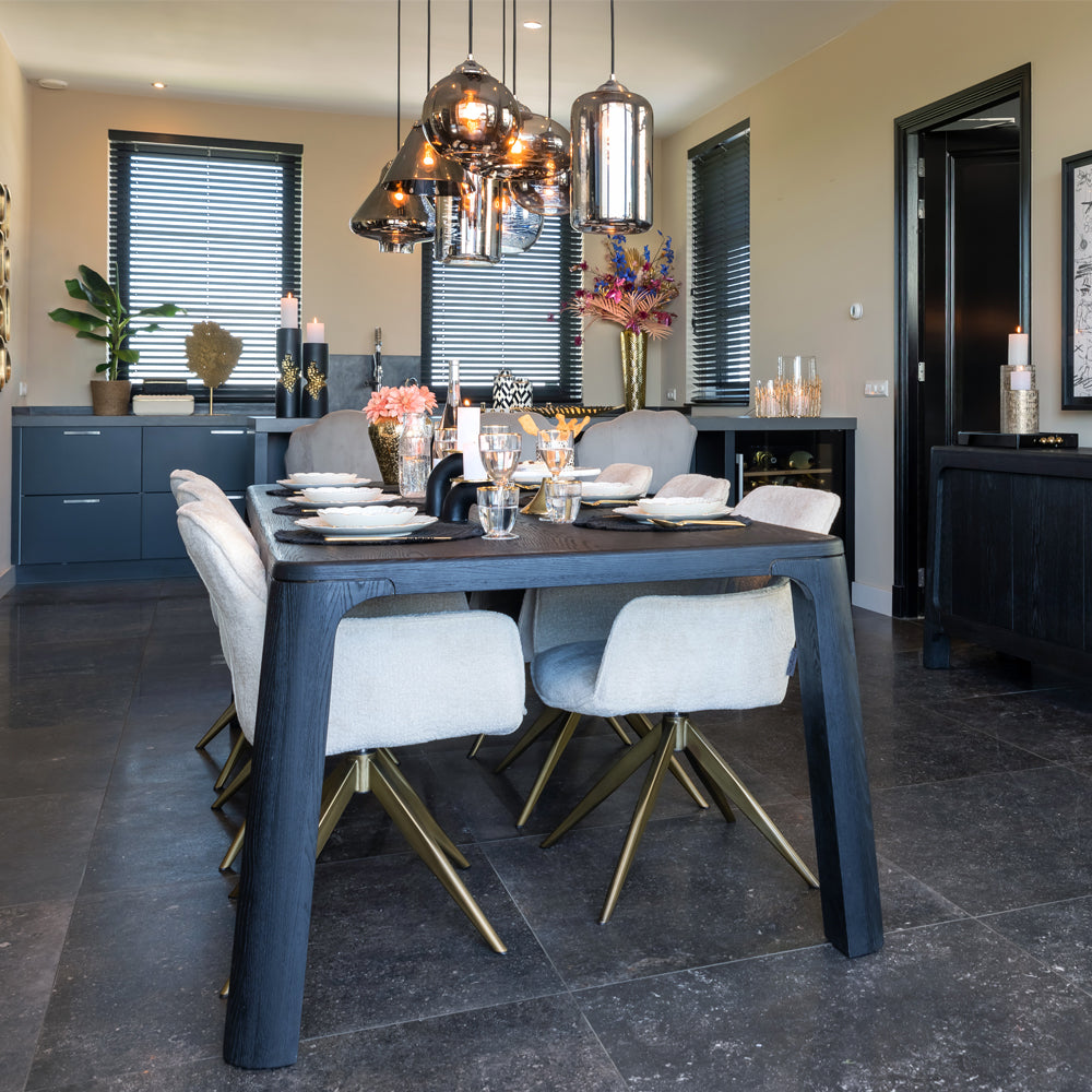 Contemporary Black Oak Veneer Dining Table