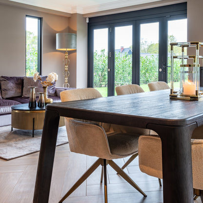 Contemporary Black Oak Veneer Dining Table