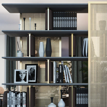 Contemporary Bookcase With Gold Detail