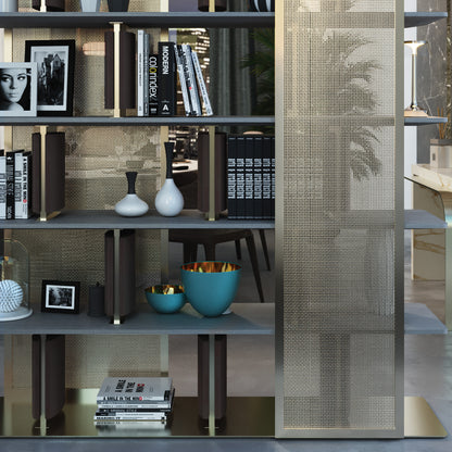 Contemporary Bookcase With Gold Detail