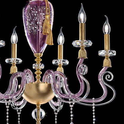 Contemporary Candle Style Glass Chandelier