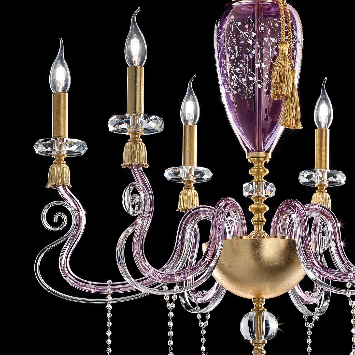 Contemporary Candle Style Glass Chandelier