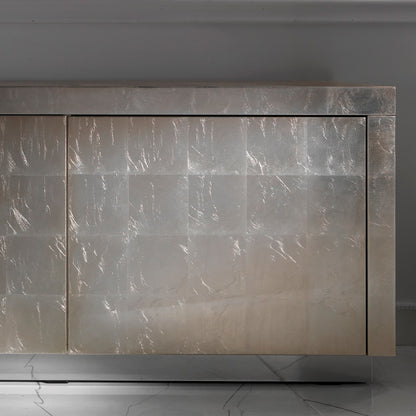 Contemporary Champagne Silver Leaf Sideboard TV Unit