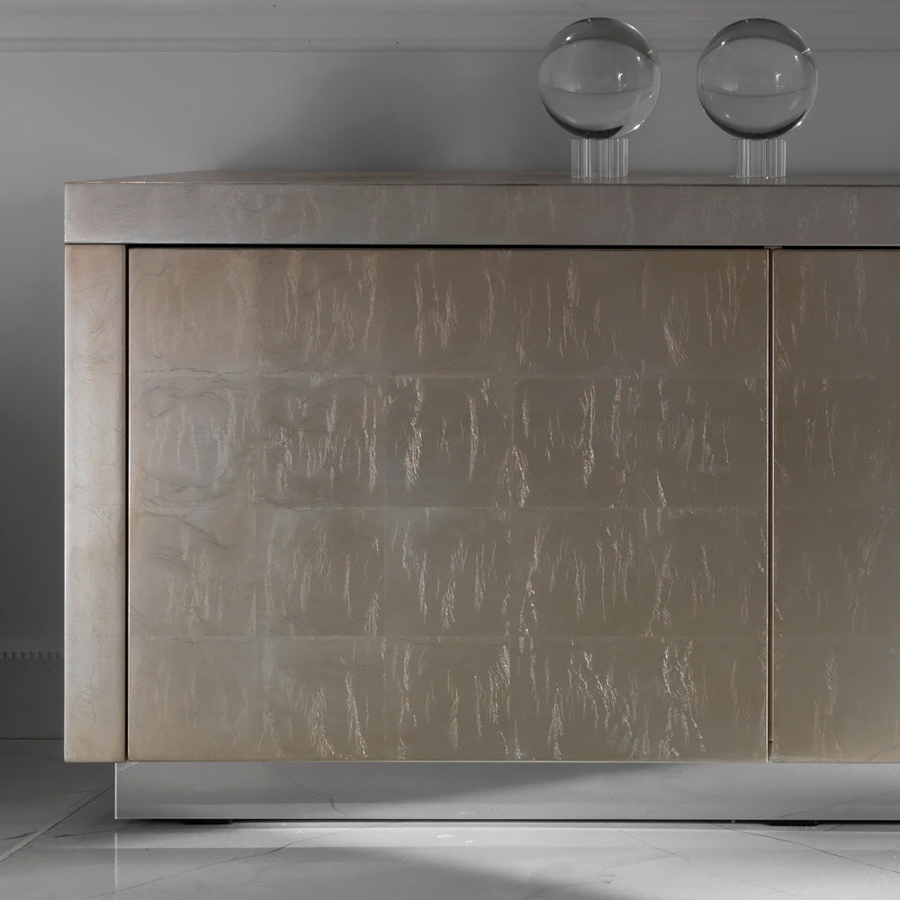 Contemporary Champagne Silver Leaf Sideboard TV Unit