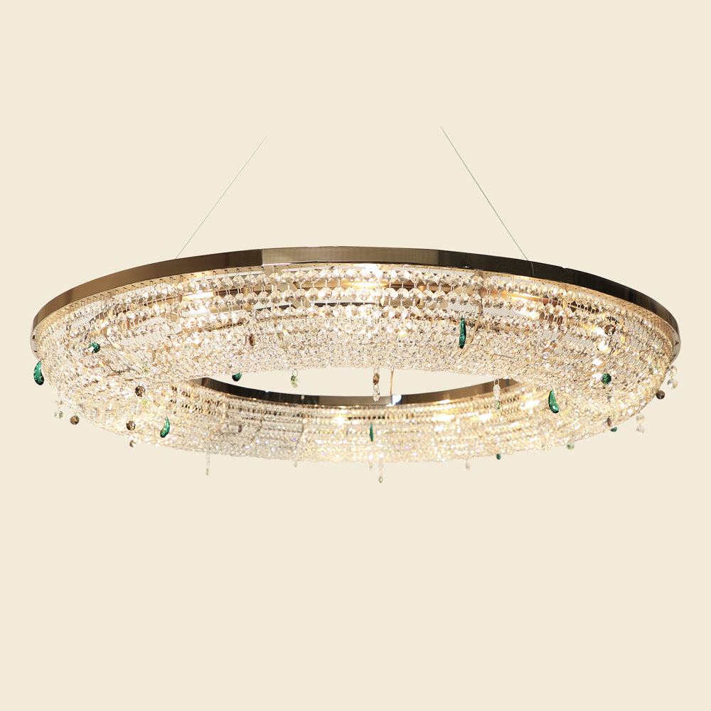 Contemporary Crystal Chandelier With Coloured Drops