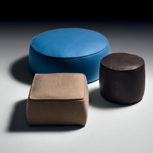 Contemporary Designer Leather Pouffe