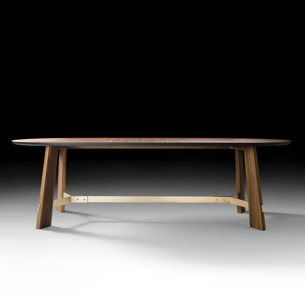 Contemporary Designer Oval Walnut Dining Table