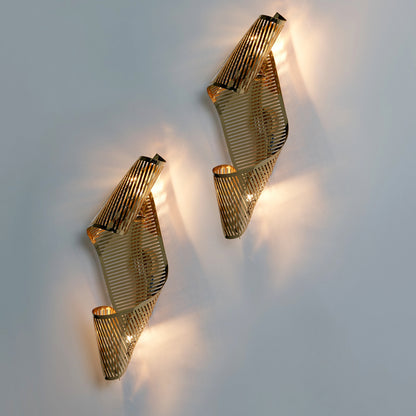 Contemporary Designer Twisted Brass Wall Light