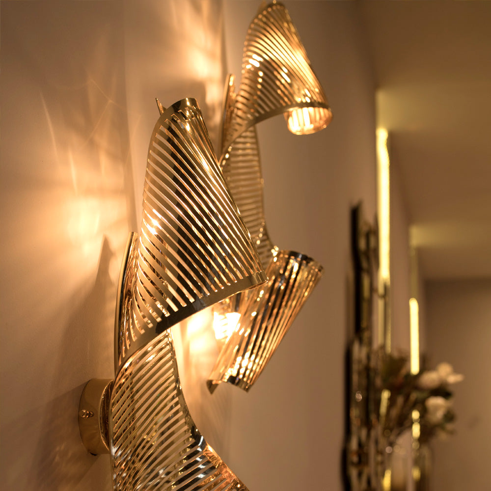 Contemporary Designer Twisted Brass Wall Light