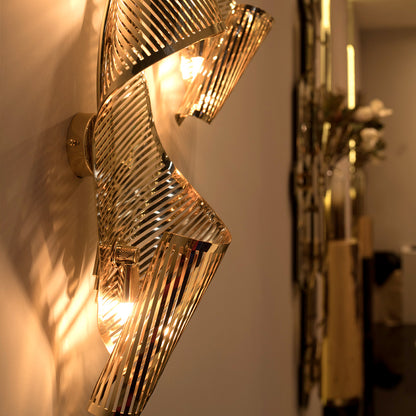 Contemporary Designer Twisted Brass Wall Light