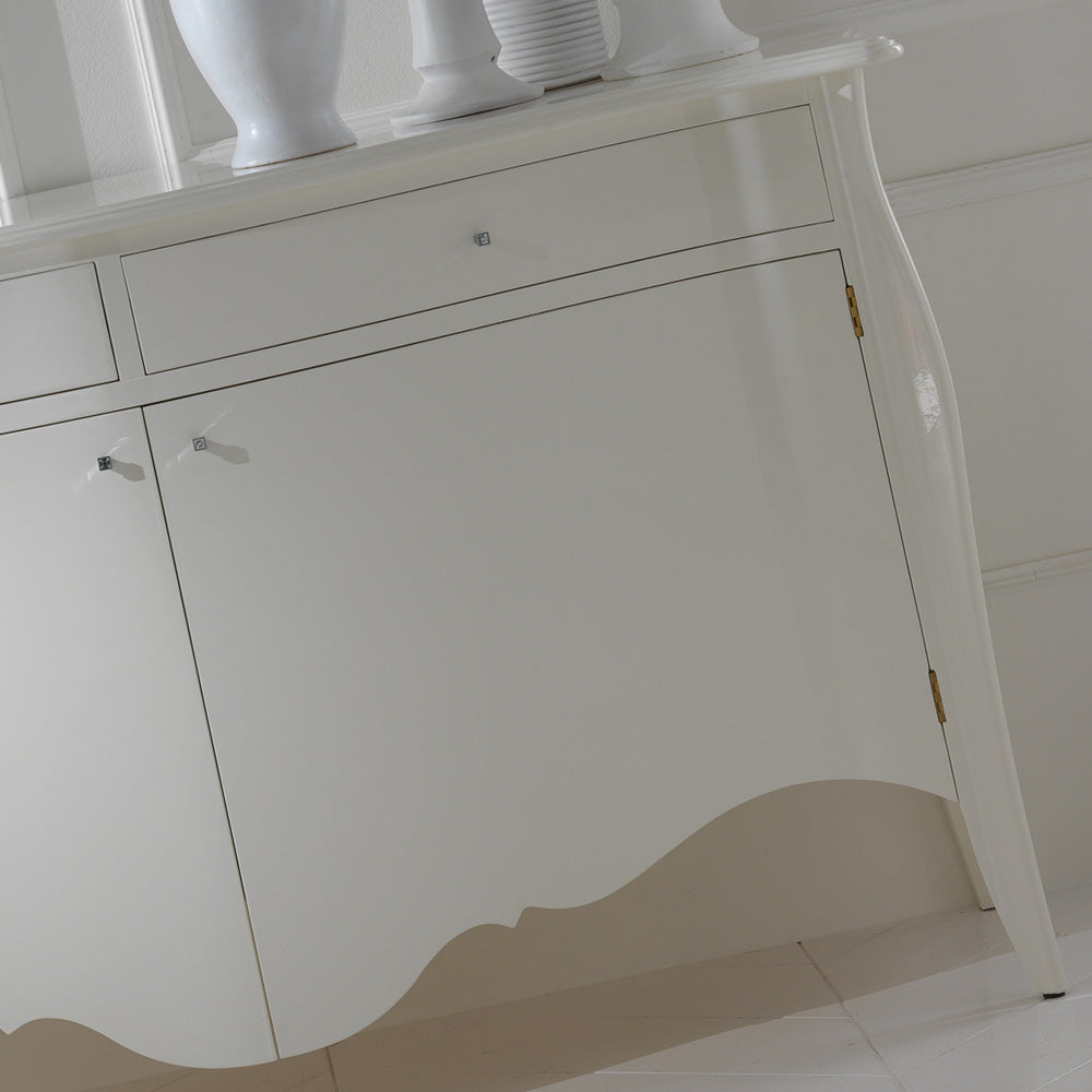 Contemporary Designer White Lacquered Sideboard