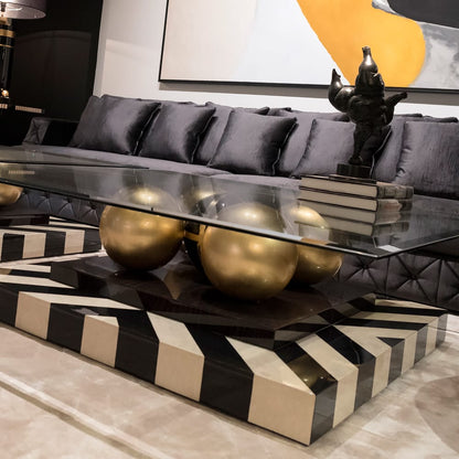 Contemporary Ebony And Gold Coffee Table