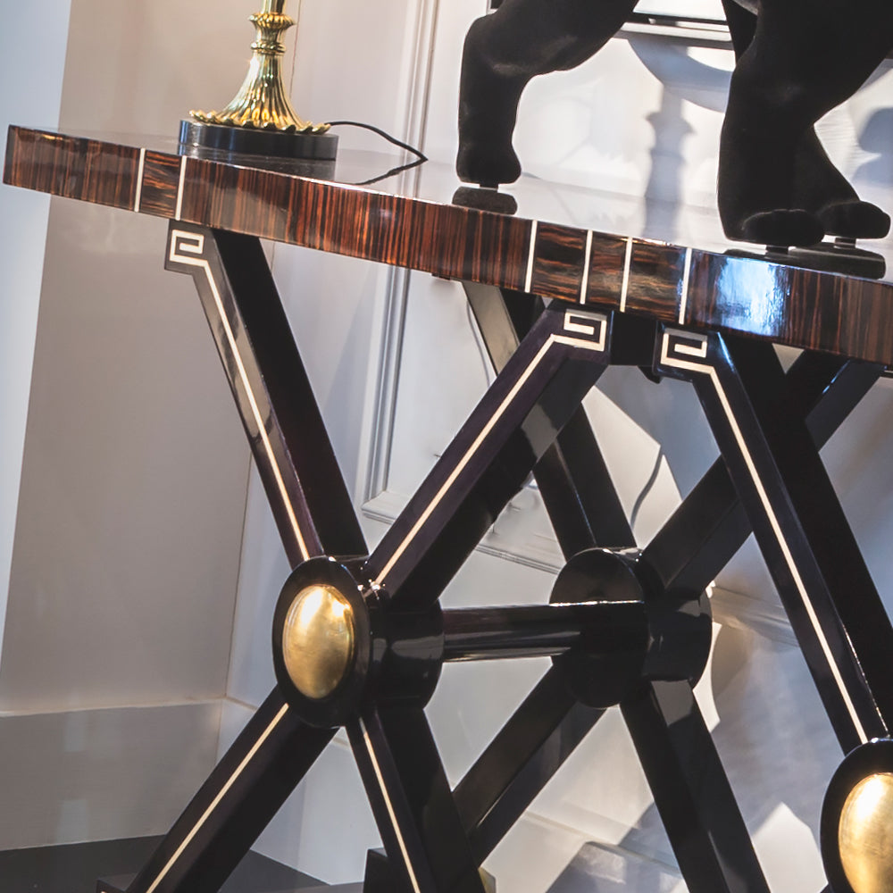 Contemporary Ebony Criss Cross Design Console Table