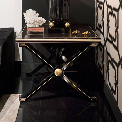 Contemporary Ebony Criss Cross Design Side Table