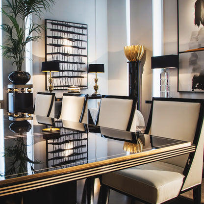 Contemporary Ebony Gold Leaf Dining Table