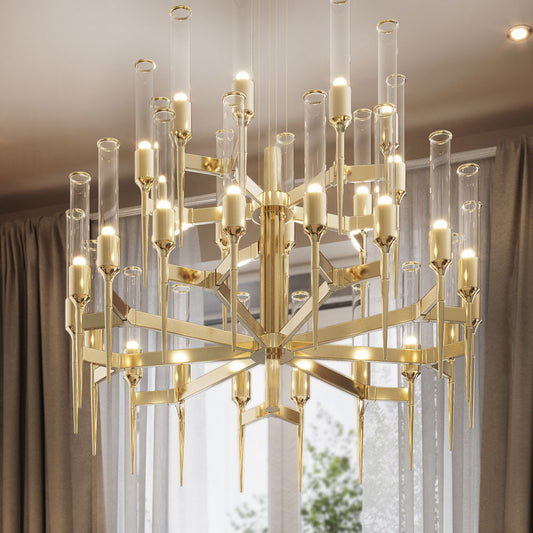 Contemporary Glass Flute Chandelier