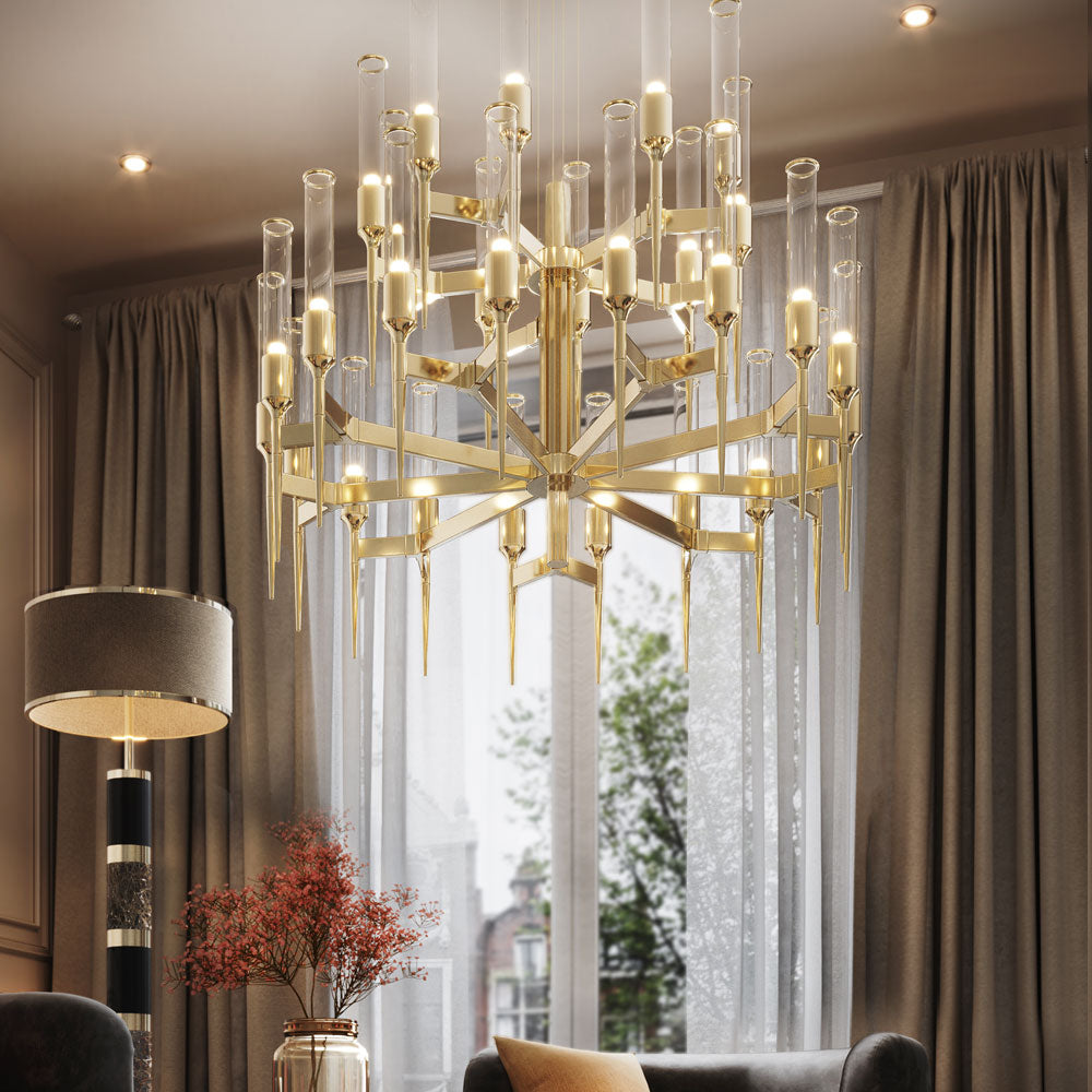 Contemporary Glass Flute Chandelier