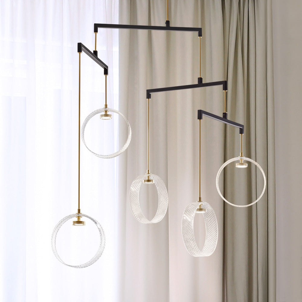 Contemporary Glass Ring Chandelier