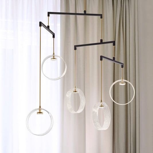 Contemporary Glass Ring Chandelier