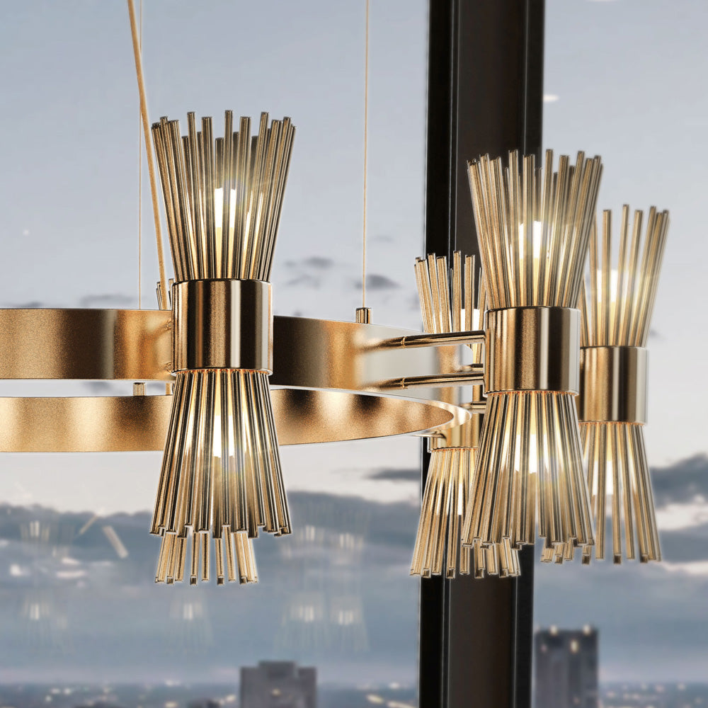 Contemporary Gold Plated Chandelier