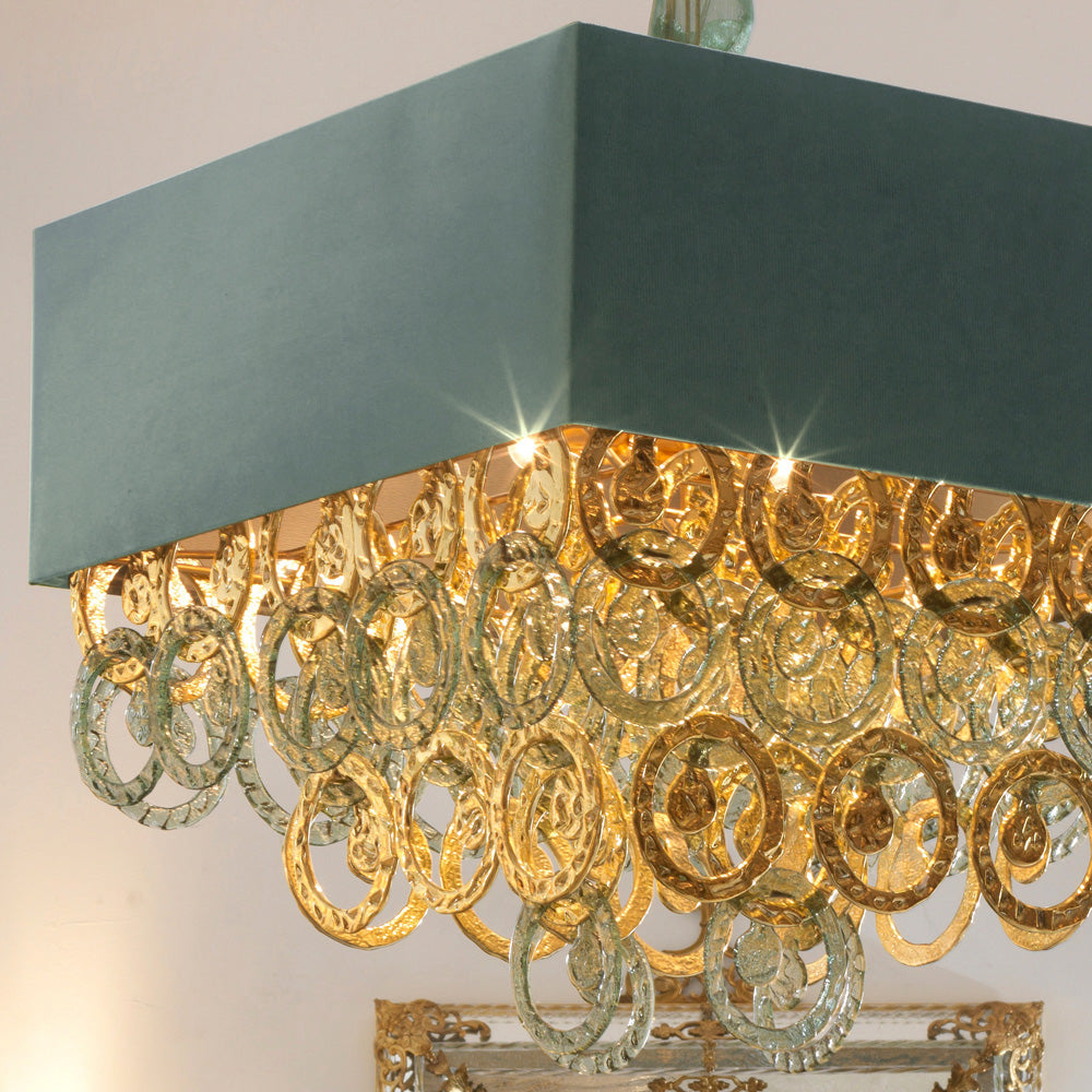 Contemporary Square Gold Ring Chandelier